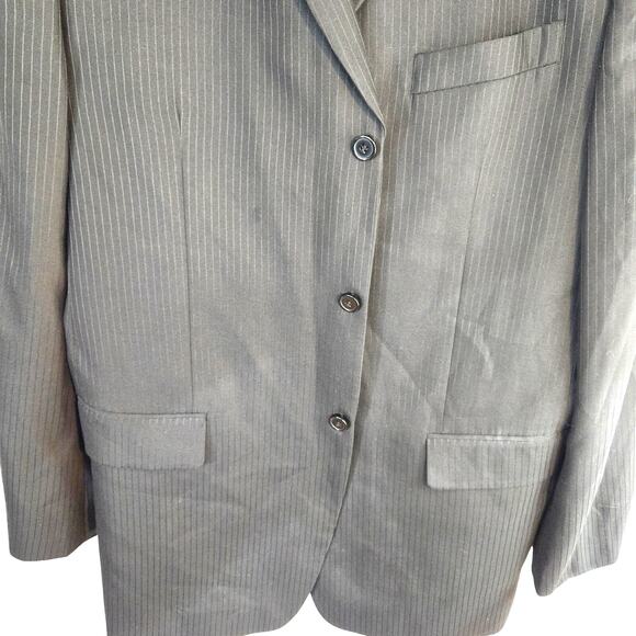 Lineage Men's Blazer 48XL 48 XL Sport Coat Gray Stripe Suit Jacket 3 Buttons - Picture 3 of 9